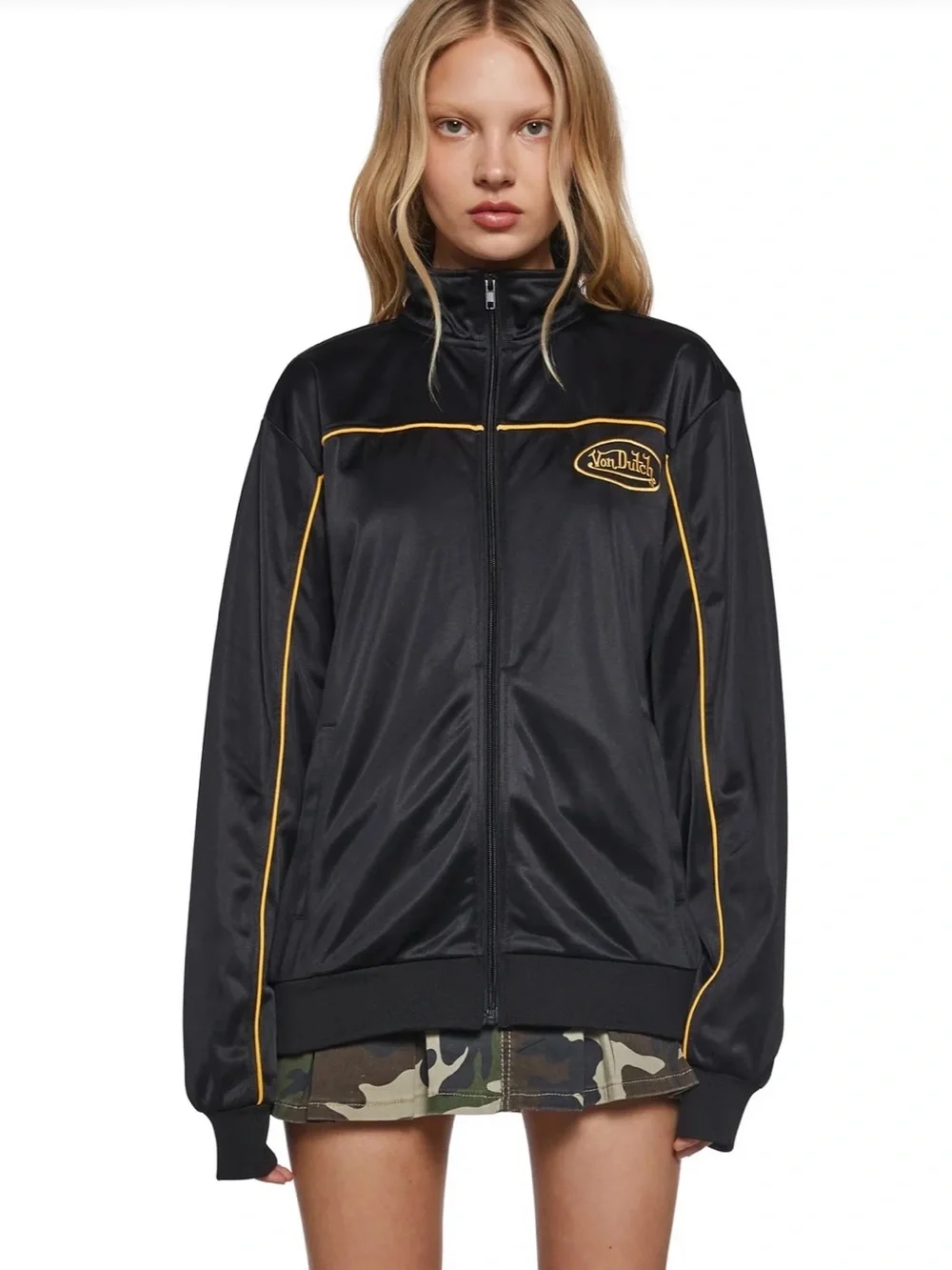 Von Dutch Black Jacket with Yellow Logo Piping - Picture 4 of 7